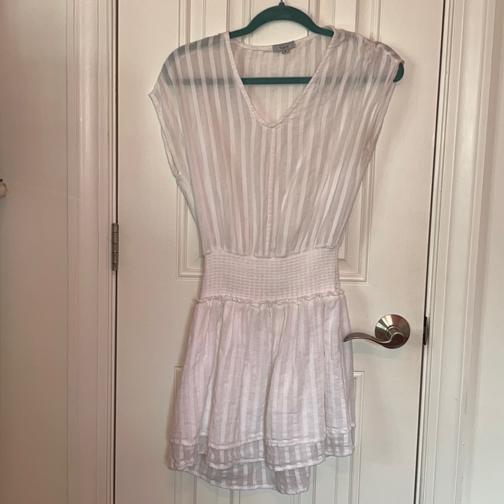 White Stripped Rails waist dress